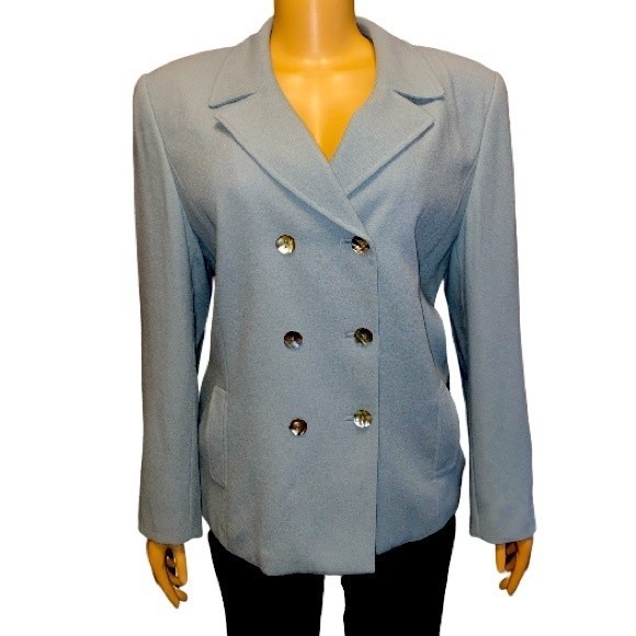 Vintage 90's KASPER ASL Blazer Sage Green Double Breasted shoulder pads size 12 - Picture 1 of 15